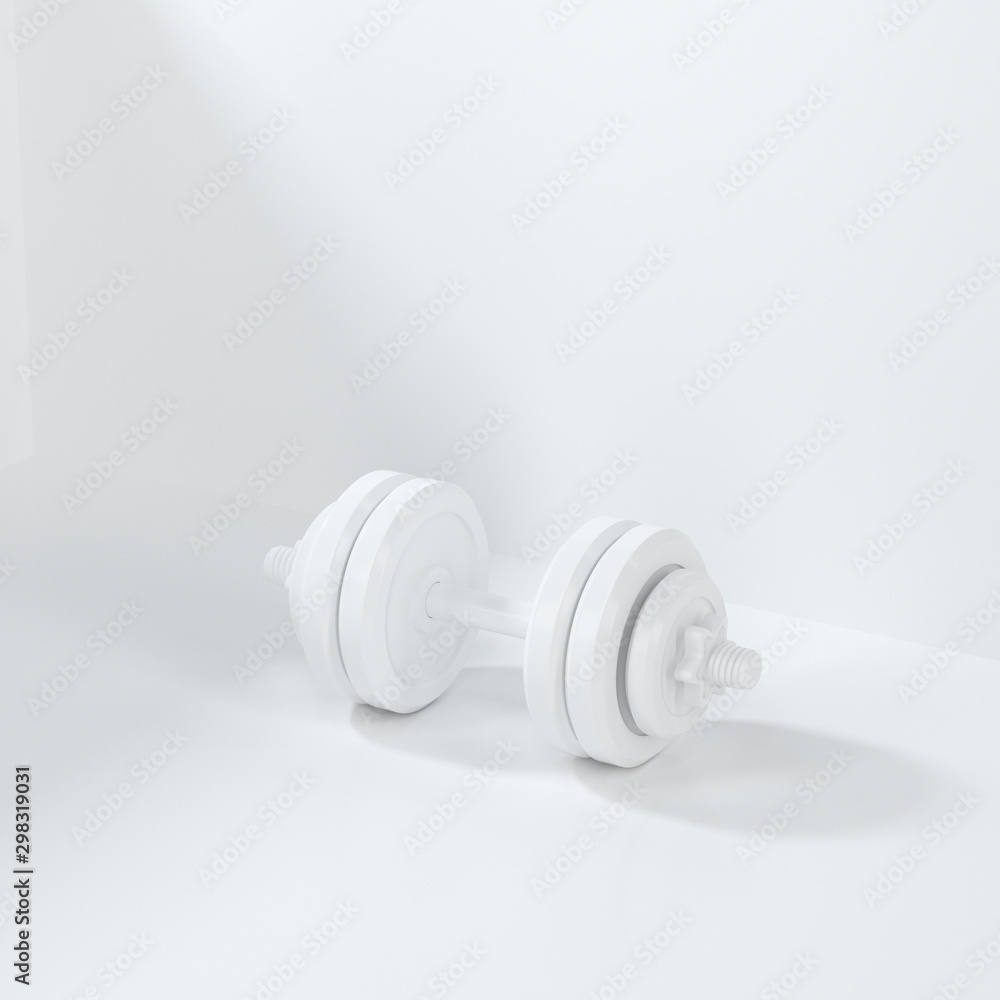 Dumbbells with white background, fitness theme, 3d rendeirng. Dumbbells with white background, fitness theme, 3d rendeirng.