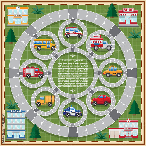 Board game. Highway. Side view. Vector illustration.