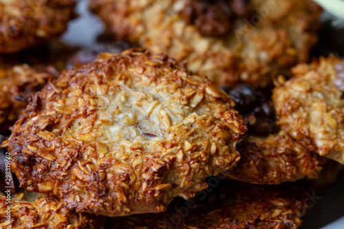 Baked oat cookies with a walnuts