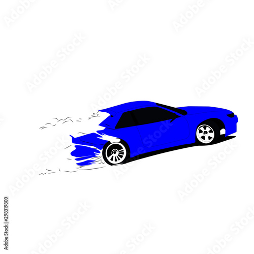 blue drifting car vector illustration