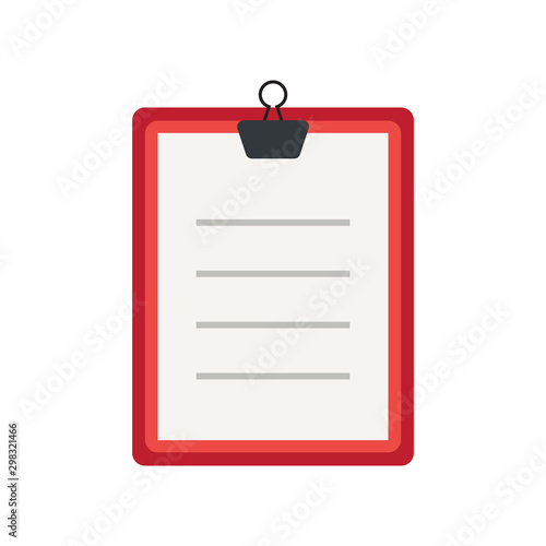 Icon clipboard checklist or document with checkmark with text in flat style