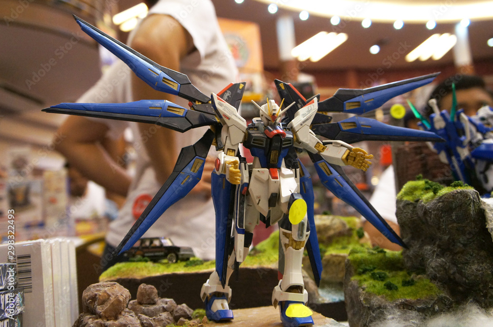 KUALA LUMPUR, MALAYSIA APRIL 13, 2019 Selected focused of Mobile Suit Gundam action figure