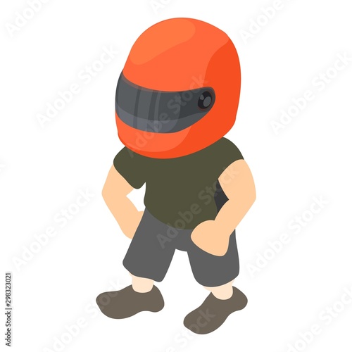 Race driver icon. Isometric illustration of race driver vector icon for web