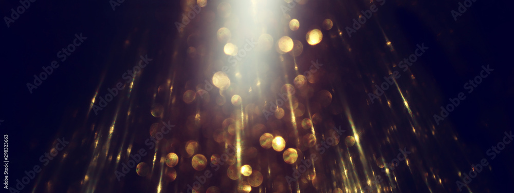 background of abstract glitter lights. gold and black. de focused. banner - obrazy, fototapety, plakaty 