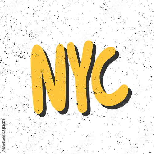 New York City. Vector hand drawn sticker illustration with cartoon lettering. 