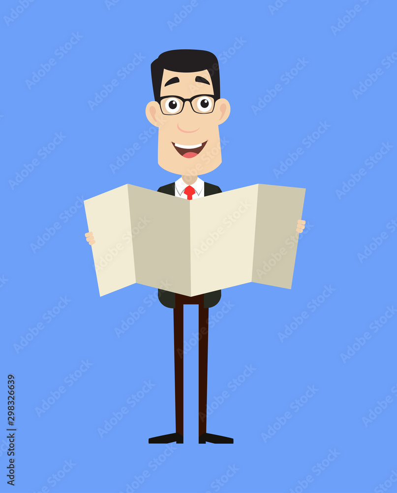 Corporate Business Character - Holding a Folded Paper Banner Corporate Business Character - Holding a Folded Paper Banner