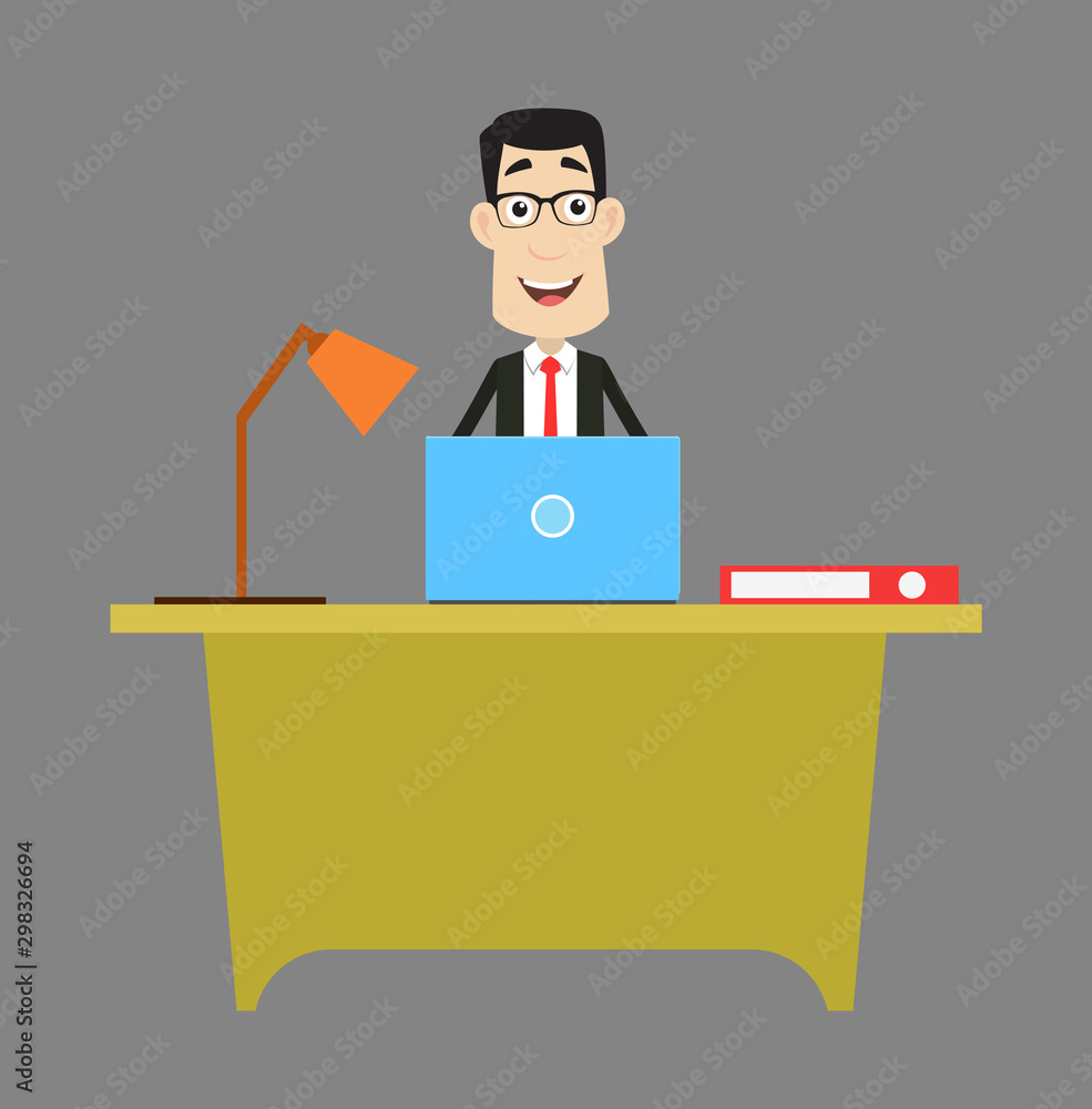 Corporate Business Character - Working on Laptop Corporate Business Character - Working on Laptop