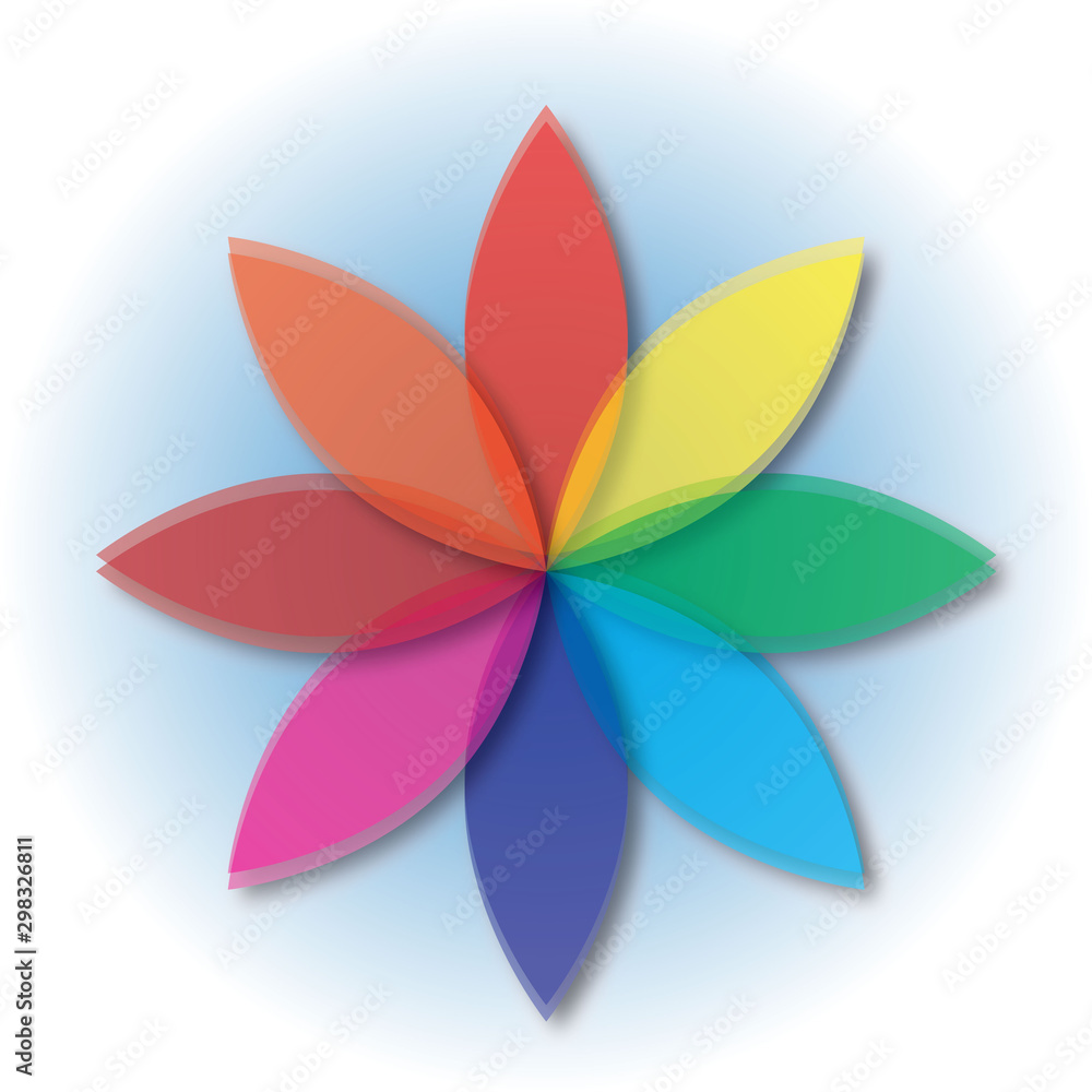Colorful flower 3d vector logo for company and business