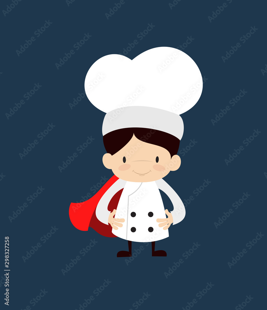 Cute Cartoon Chef - In Super Hero Costume Cute Cartoon Chef - In Super Hero Costume