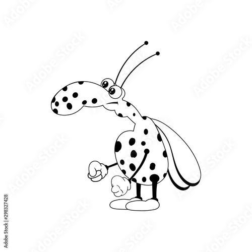 Cartoon funny big-eyed cockroach with a big nose. coloring
