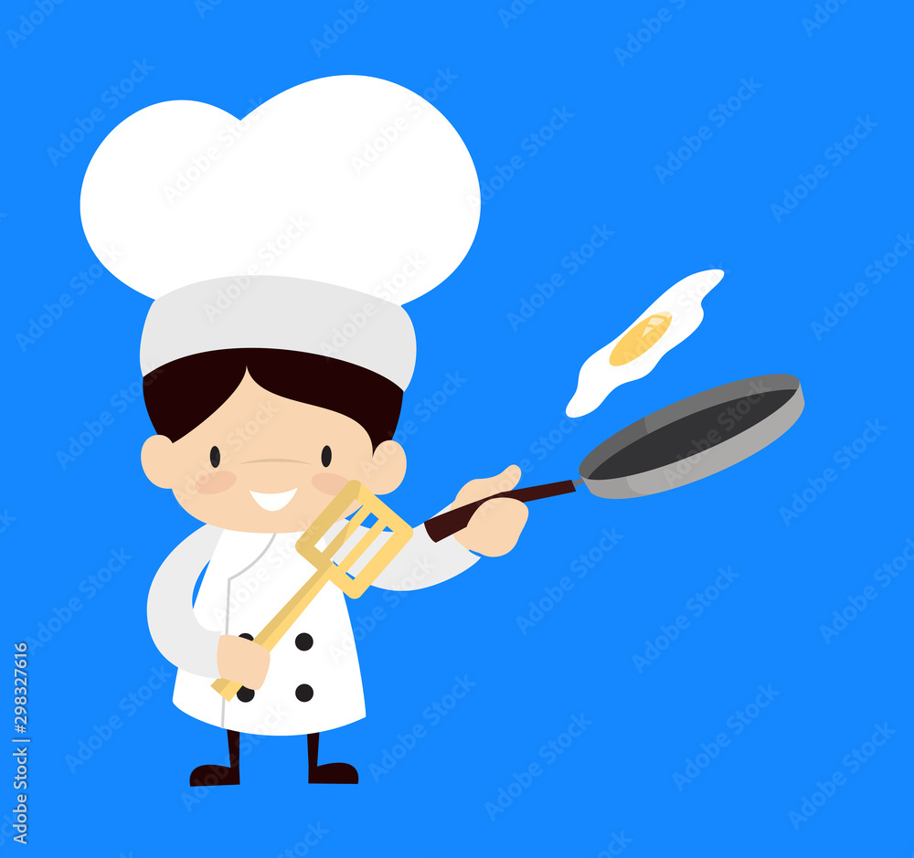 Naklejka premium Cute Cartoon Chef - Preparing Food