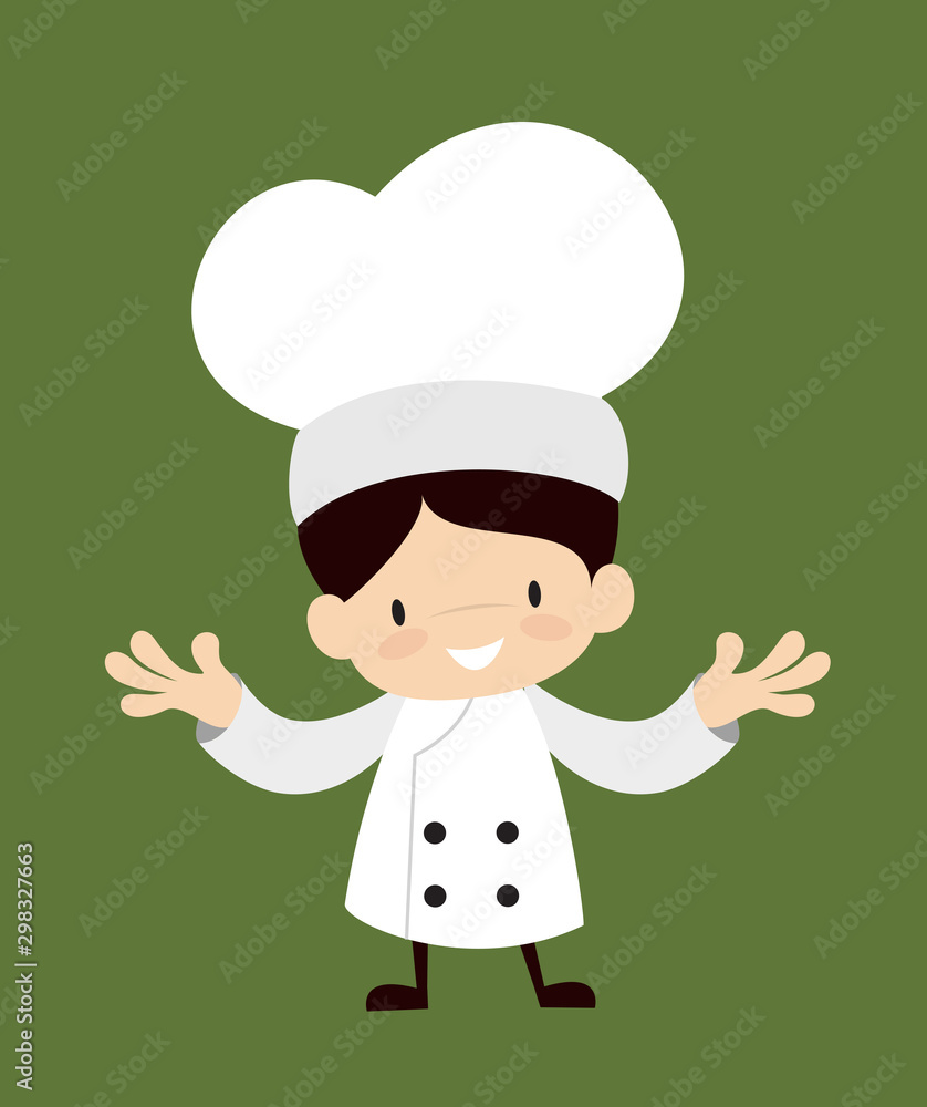 Cute Cartoon Chef - In Cheerful Pose Cute Cartoon Chef - In Cheerful Pose