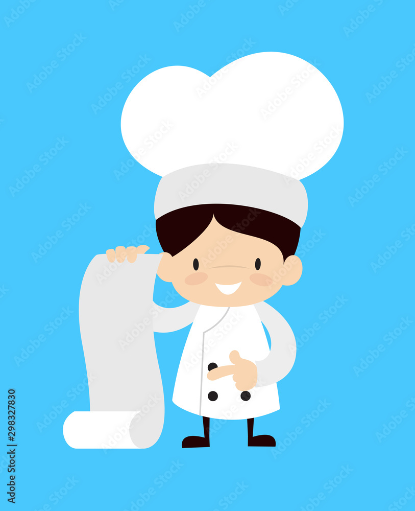 Cute Cartoon Chef - Showing a Paper Scroll Cute Cartoon Chef - Showing a Paper Scroll