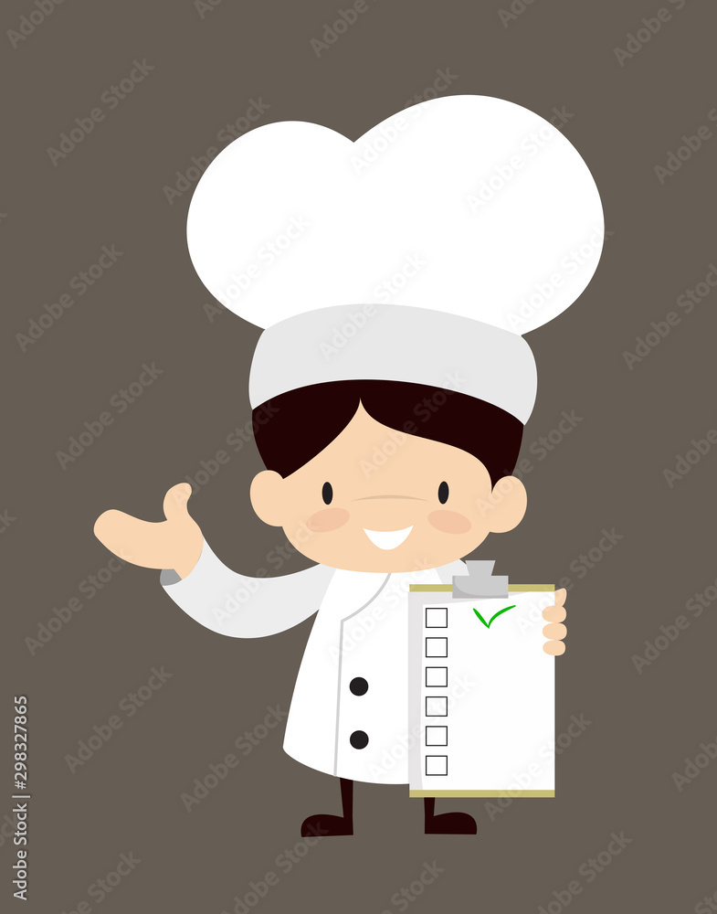 Cute Cartoon Chef - Showing a Checklist Cute Cartoon Chef - Showing a Checklist