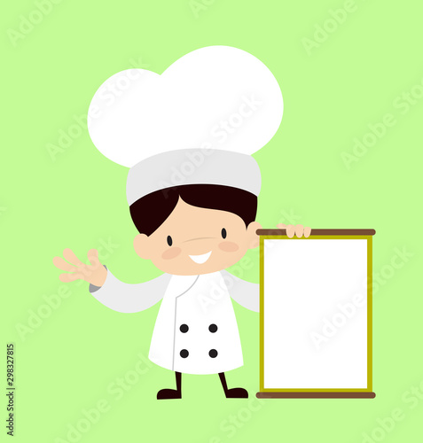 Cute Cartoon Chef - Joyfully Presenting a Blank  Board