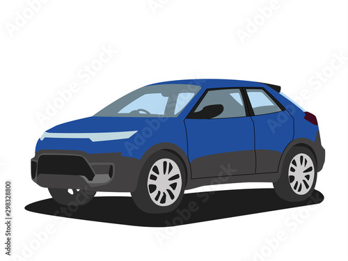 SUV blue realistic vector illustration isolated