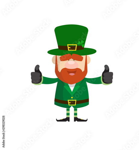 Cute Leprechaun Cartoon - Double Thumbs Up photo