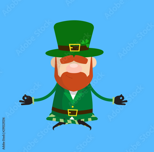 Cute Leprechaun Cartoon - Doing Meditation