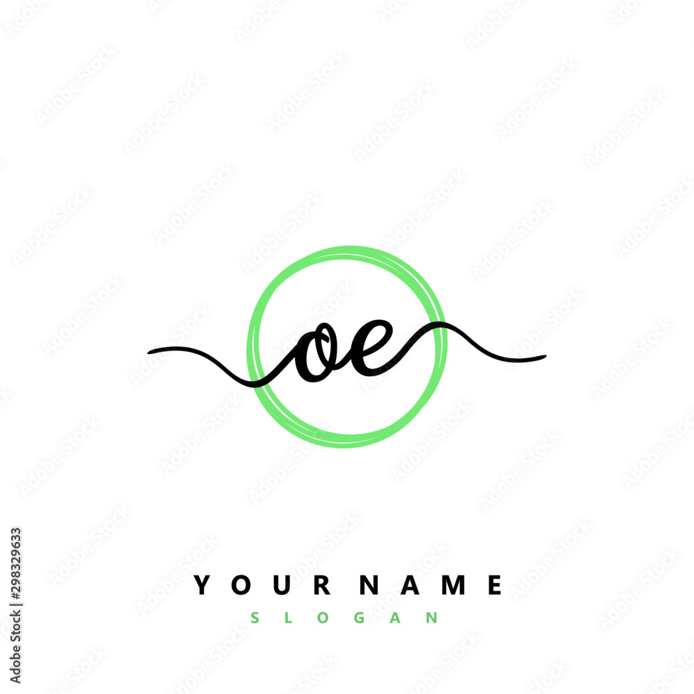 OE Initial handwriting logo vector OE Initial handwriting logo vector