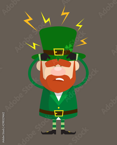 Cute Leprechaun Cartoon - with Worried Face