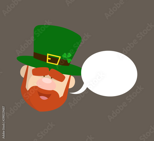 Cute Leprechaun Cartoon - with Speech Bubble photo