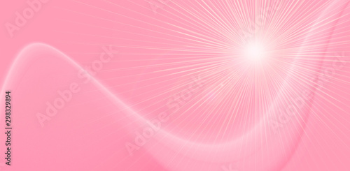 Pink background with wave and glowing star for design