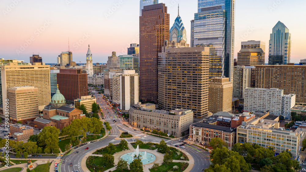 Photography Night Falls Dusk Downtown Philadelphia Pennsylvania City Center Logan Square