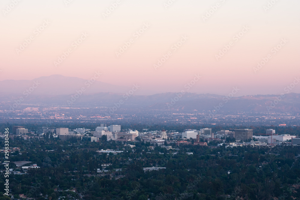 A view from above of the City of Pasadena in Los Angeles County.