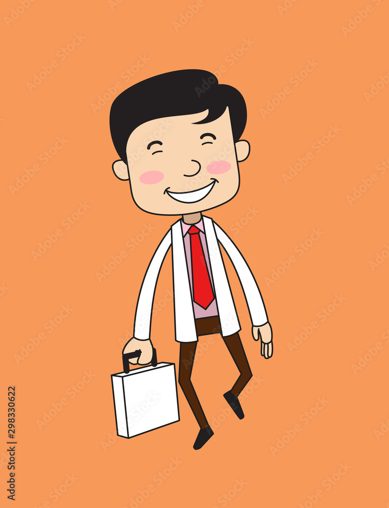 Dentist - Cheerful Face with Holding Suitcase