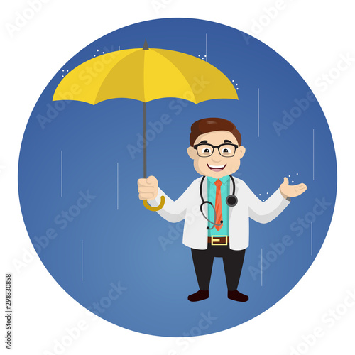 Dermatologist Doctor Standing in Rain with Umbrella