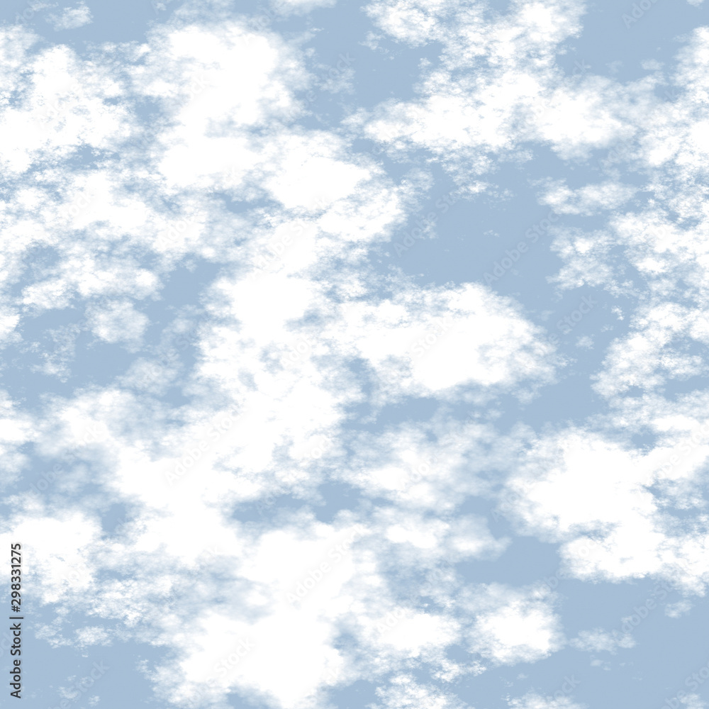 White clouds and blue sky seamless stock illustration.