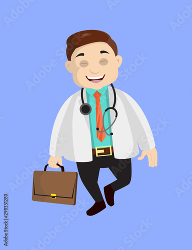 Dermatologist Doctor - Cheerful Face with Holding Suitcase