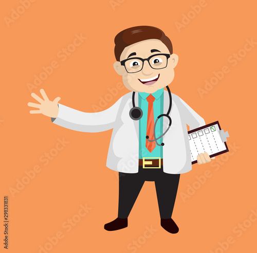 Dermatologist Doctor - Holding a Checklist and Showing with Hand Gesture