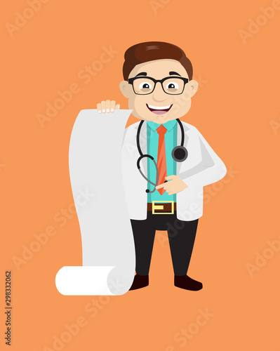 Dermatologist Doctor - Showing a Paper Scroll