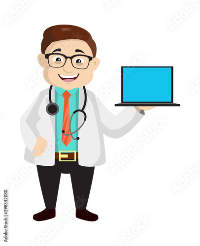 Dermatologist Doctor - Presenting a Laptop