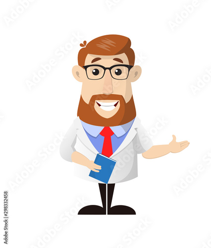 Doctor - Holding a Book and Presenting