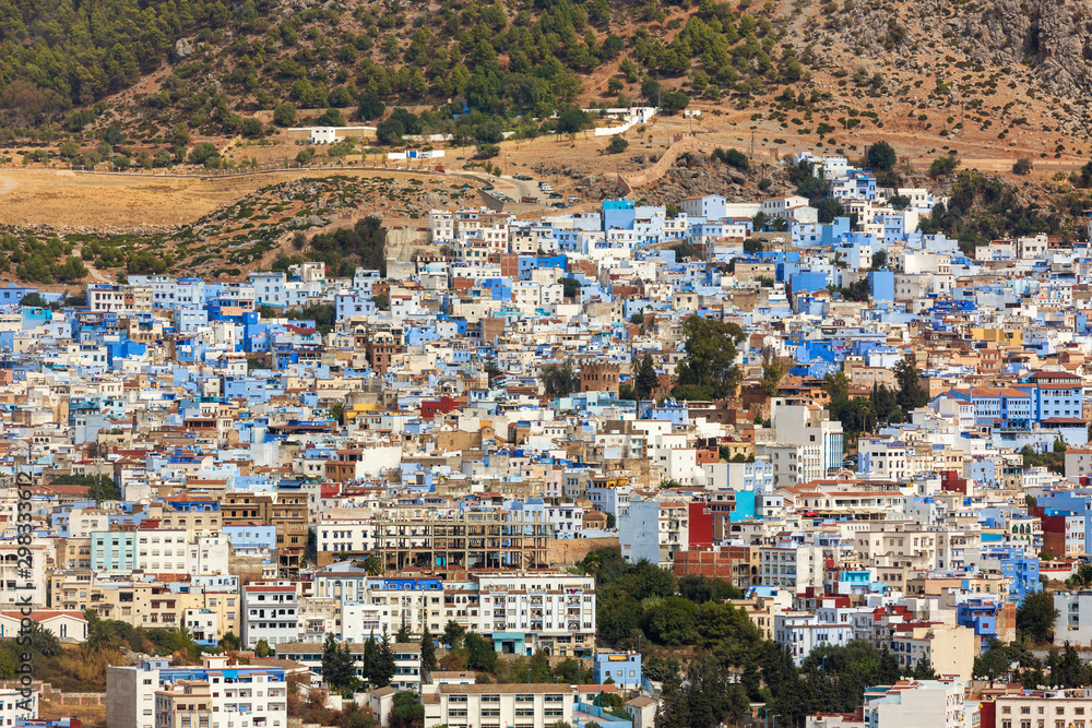 Panoramic view of Chefchaouen city, Morocco