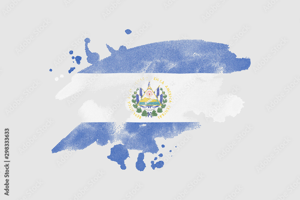 National flag of El Salvador. Stylized flag with watercolor halftone effect on plain background