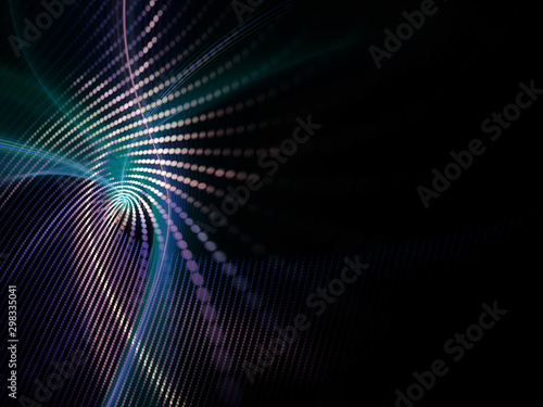 Abstract background. Fractal graphics series. Composition of glowing lines and mosaic halftone effects. 3d illustration.