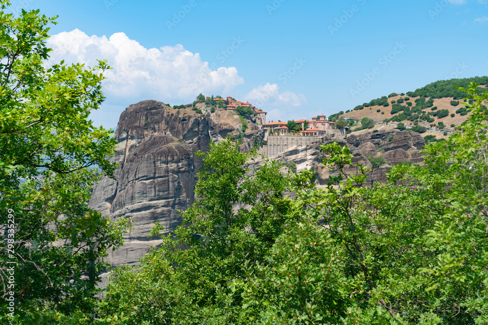 Monasteries atop huge rock pinnacles