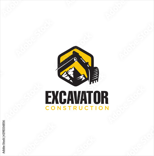 Excavator logo template vector  illustration. Heavy equipment logo vector for construction company. Creative excavator and Backhoe logo design illustration .