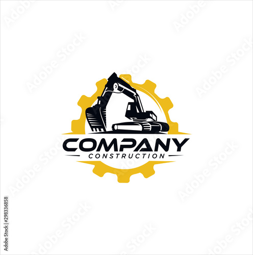 Excavator logo template vector  illustration. Heavy equipment logo vector for construction company. Creative excavator and Backhoe logo design illustration .