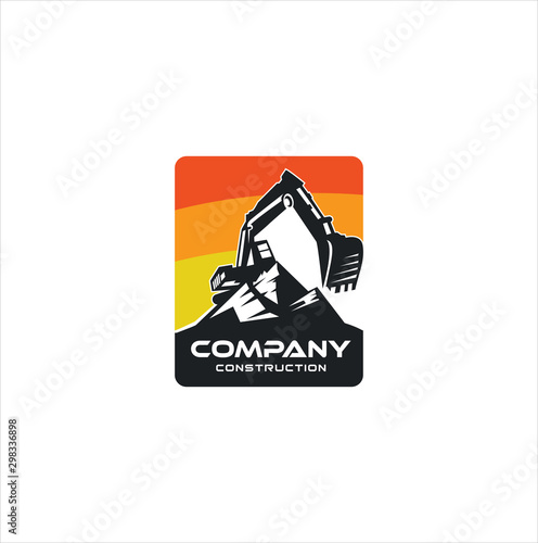 Excavator logo template vector  illustration. Heavy equipment logo vector for construction company. Creative excavator and Backhoe logo design illustration .
