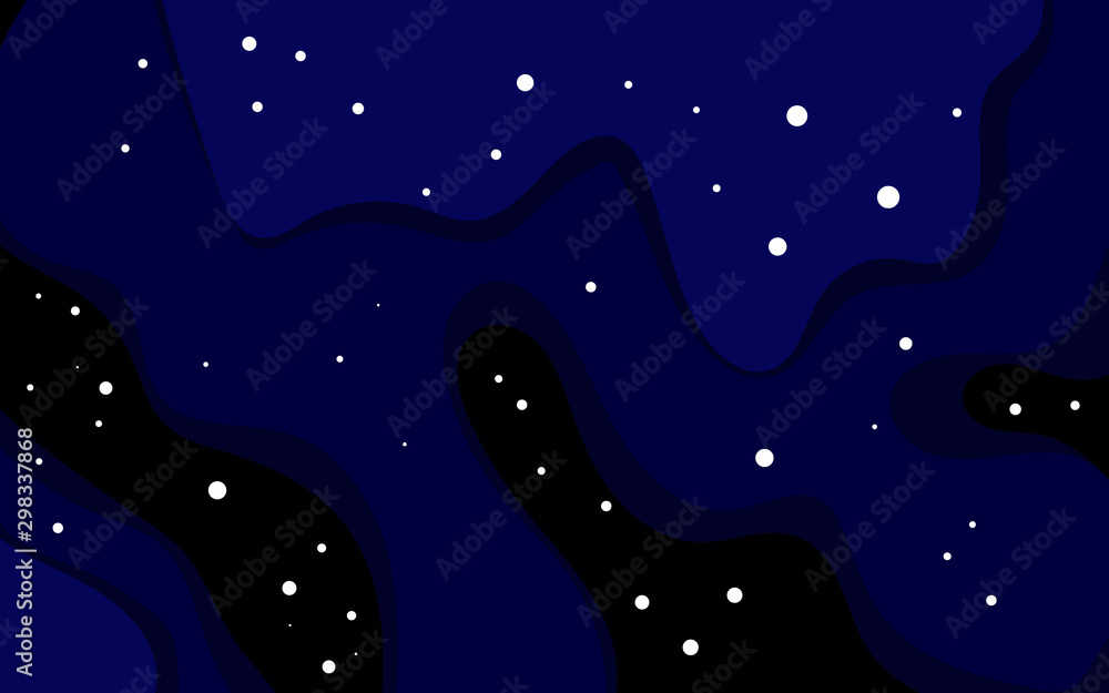 Vector space background with copy space. Cute flat style template with Stars in Outer space.