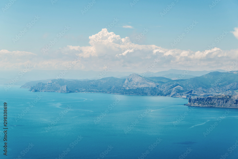 Mountain coast in summer, aerial view