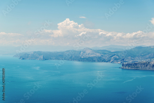 Mountain coast in summer, aerial view