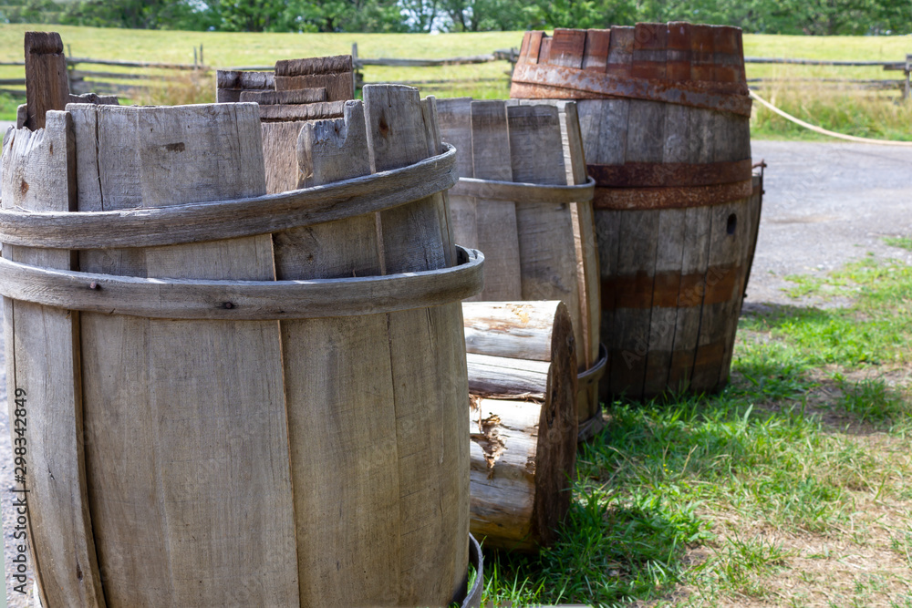 wine distillery wood oak barrels outside copper 19th century wine distillery wood oak barrels outside copper 19th century
