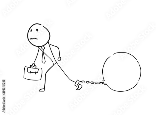 business man with big ball in her leg