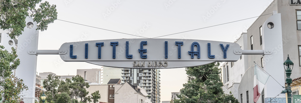Little Italy welcome sign San Diego California  - obrazy, fototapety, plakaty 