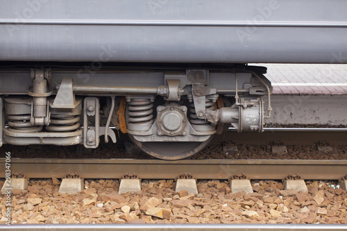 A pair of wheels of the train closeup